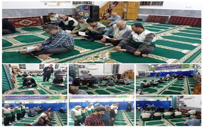 طنین قرآن و زیارت امین‌الله در سنگر مسجد سنگتاب در شهرستان سیمرغ